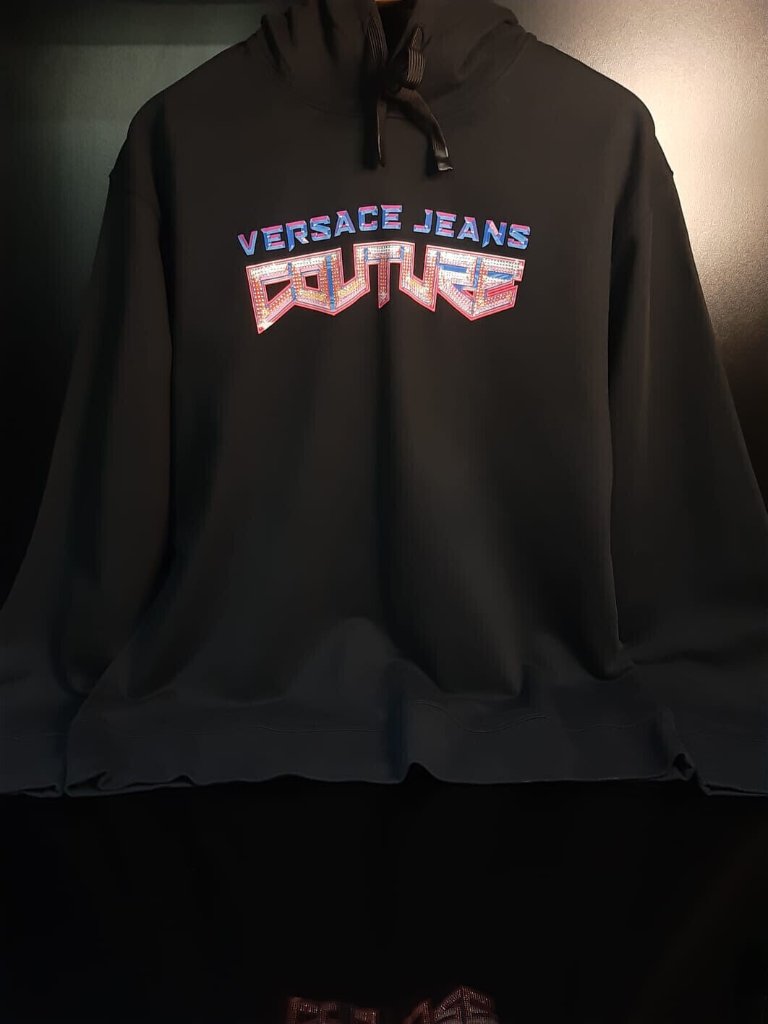 Pre-Owned-Versace Jeans Couture Logo Hoodie Men's Black-Xl